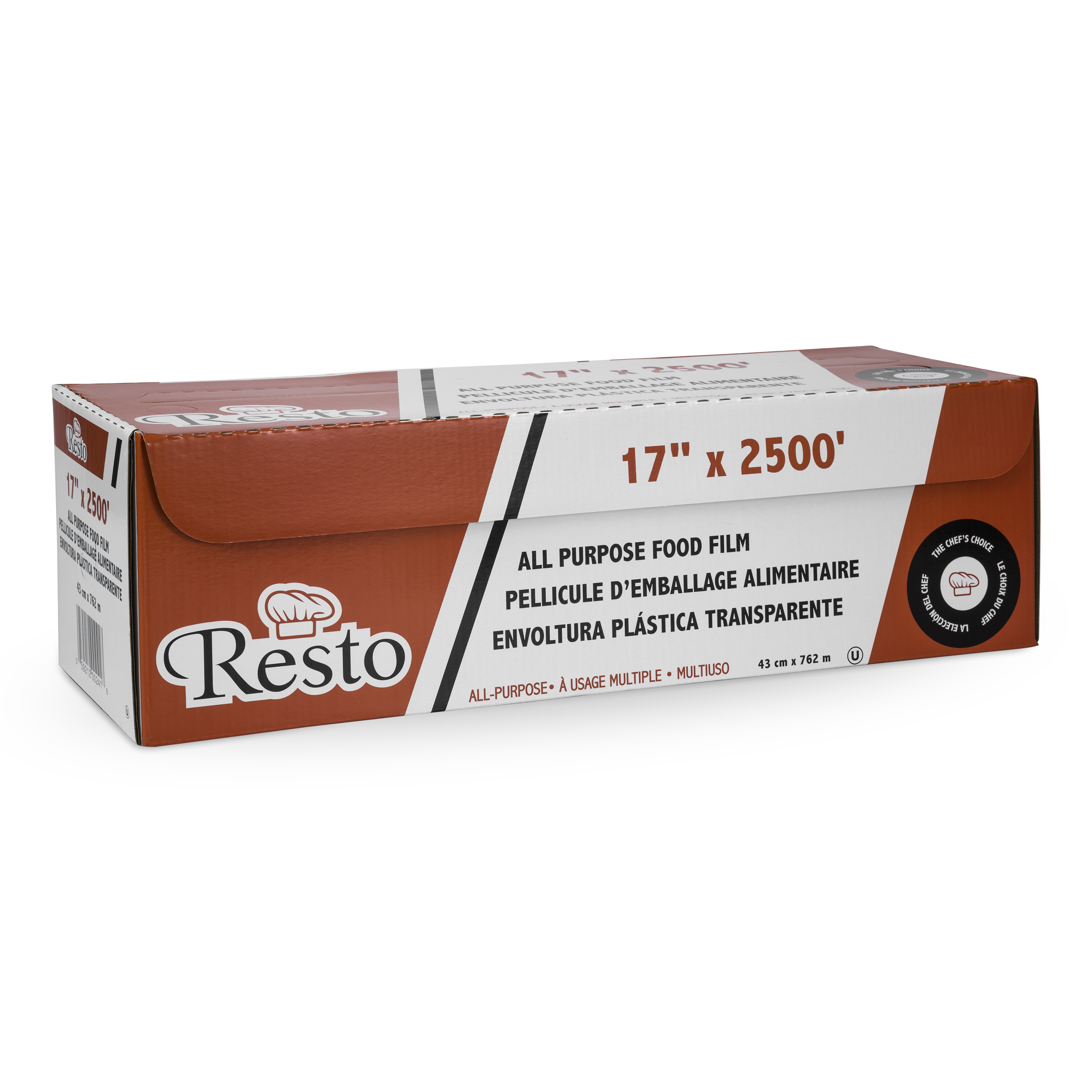 PLASTIC FOOD WRAP 17"X2500 IN CUTTER BOX (RESTO BRAND)