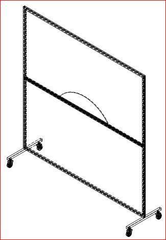 PN9402-W SAFETY DIVIDER TWO  TIER FLOOR SHIELD WITH WHEELS