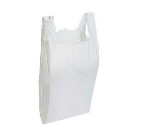 S4 WHITE BAG T-SHIRT PLASTIC BAGS W/HANDLES 11X7X21″, 1000/CS