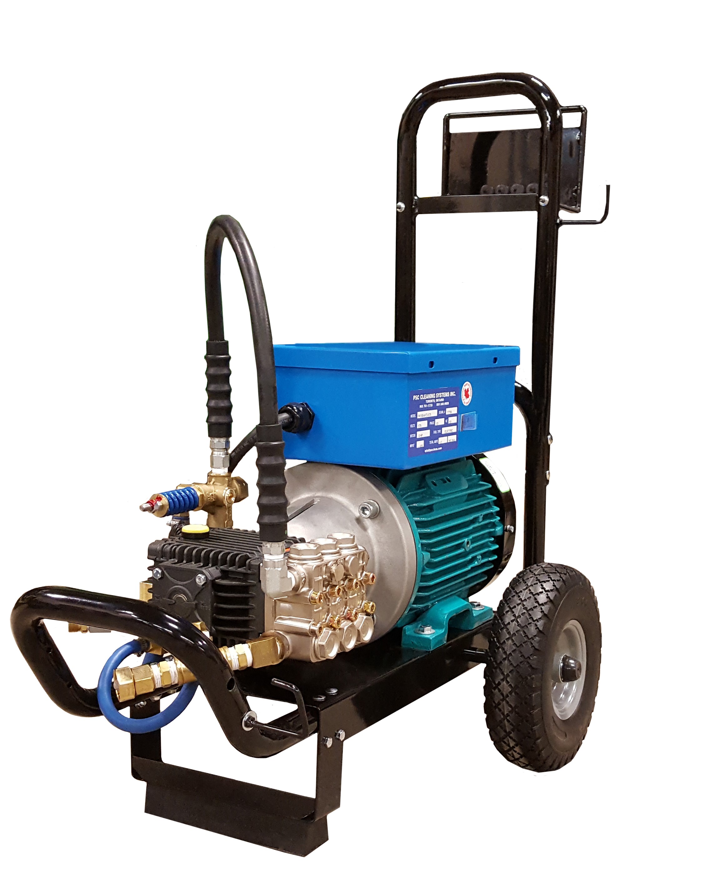 P419EAHT1-230 – Rated 3.96 Gpm @ 1800 Psi. 5 Hp, 230 Volt, 1 Phase TEFC Motor With IP55 Rating (approx. 22 Amps). CSA Approved.