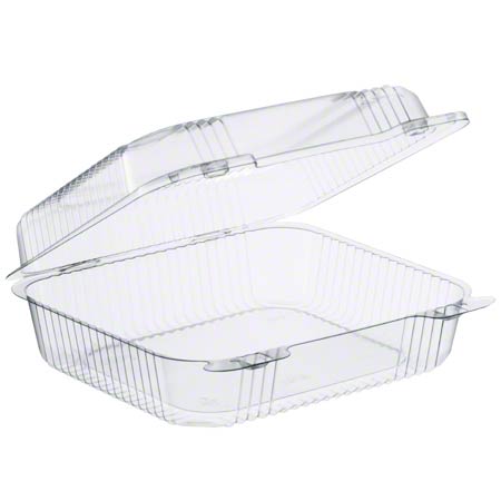 CLEAR PLASTIC CONTAINER HINGED 8.25&quot; x 6&quot; x 2.5&quot;